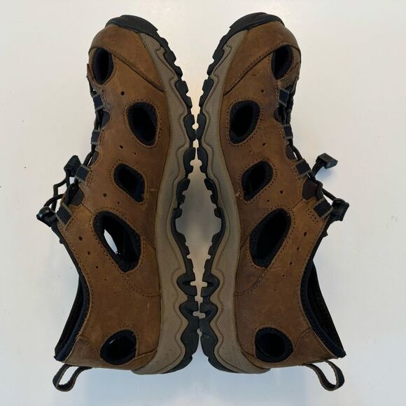 Duluth Trading Co Wild Boar Oiled Leather Sandals Brown 10 Wide 10W Adjustable - Picture 5 of 11